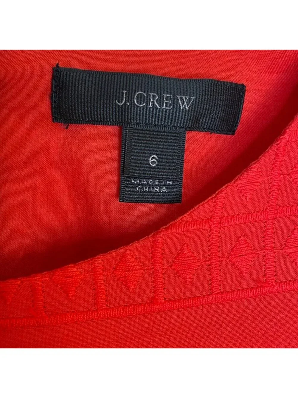 J. Crew Red/Coral Bell Sleeve Embroidered Shift Dress, 6